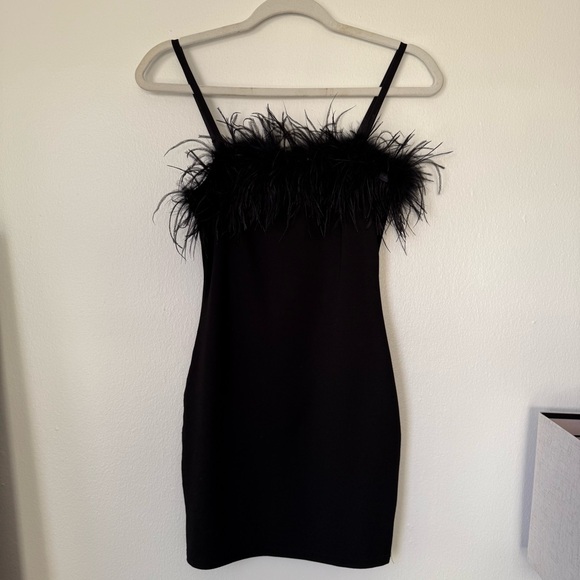 Fashion Nova Dresses & Skirts - Black feather trim mini dress